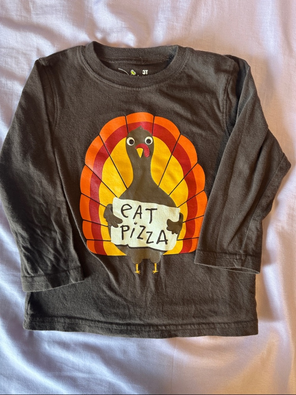 jumping beans Brown Long-Sleeve Turkey Tee with Orange & Yellow Graphic